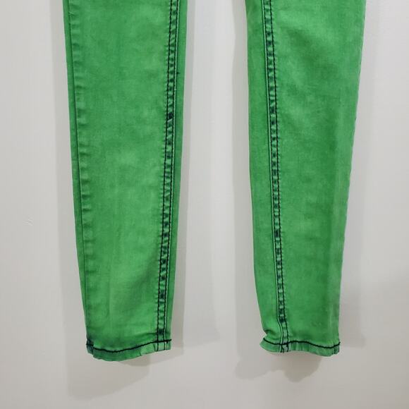 Zana Di Juniors Jeans Lime Green Acid Wash Skinny Size 5 - Picture 4 of 15